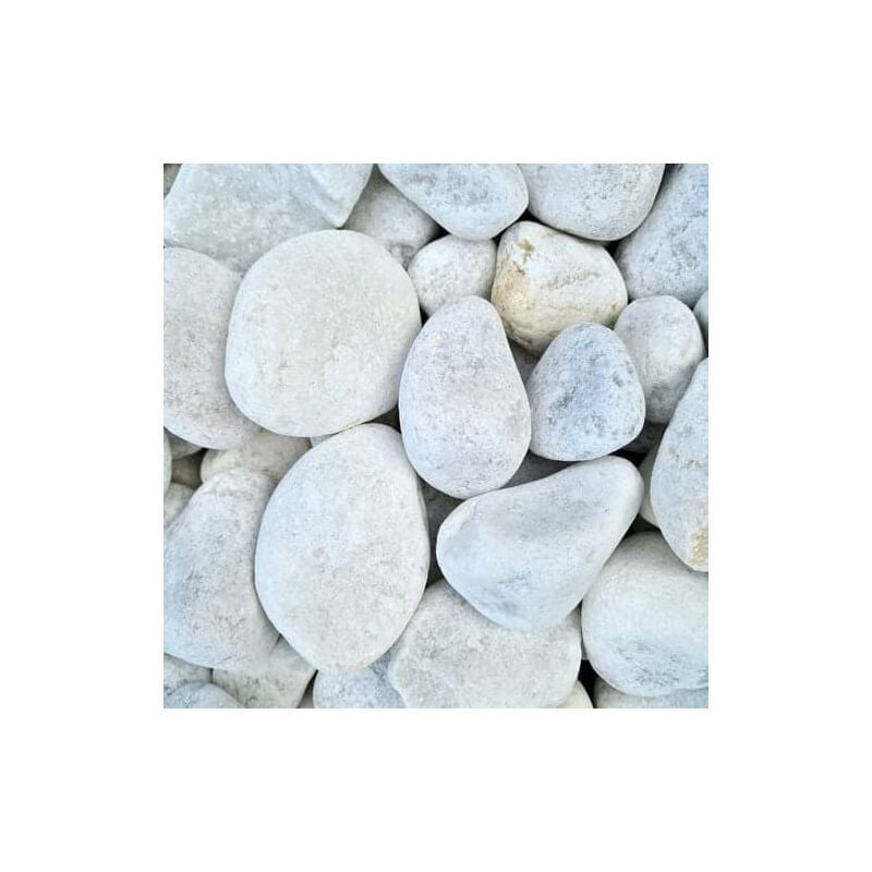 Sac de +/- 200 kg = 1,25M² Gravier Marbre blanc roulé 40/60
