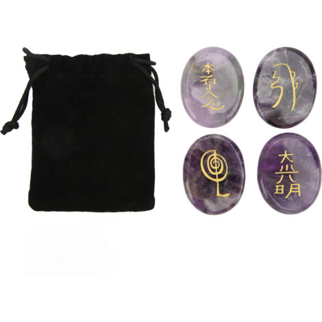 gravierte Amethyst-Reiki-Steine, glatt, für Wohndekoration, Meditation und als esoterisches Geschenk