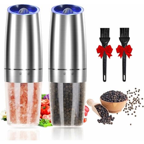 1pc Set Gravity Electric Pepper Grinder, Salt Or Pepper Grinder And  Adjustable Coarseness, Battery Operated With LED Light, One Hand Automatic  Operation, Stainless Steel