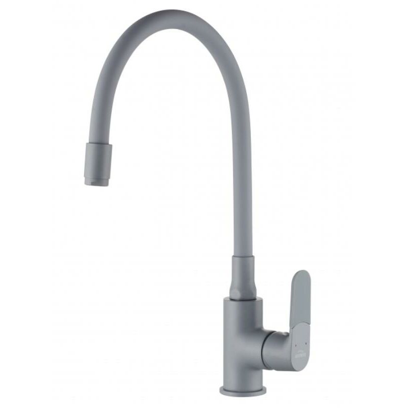 Invena - Gray Elastic Spout Shape Memory Kitchen Mixer Tap Tall Inox Single Lever Faucet