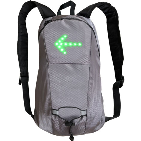 Gray Flashing Reflective LED Backpack - Wireless Remote Control - 5 Direction Indicators - Day/Night Safety - USB Rechargeable - Waterproof