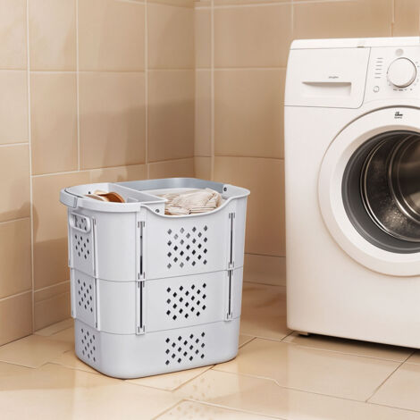 Gray Large Household Bathroom Foldable Portable Laundry Basket