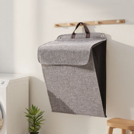 Gray Medium Household Bathroom Foldable Washable Hanging Laundry Basket
