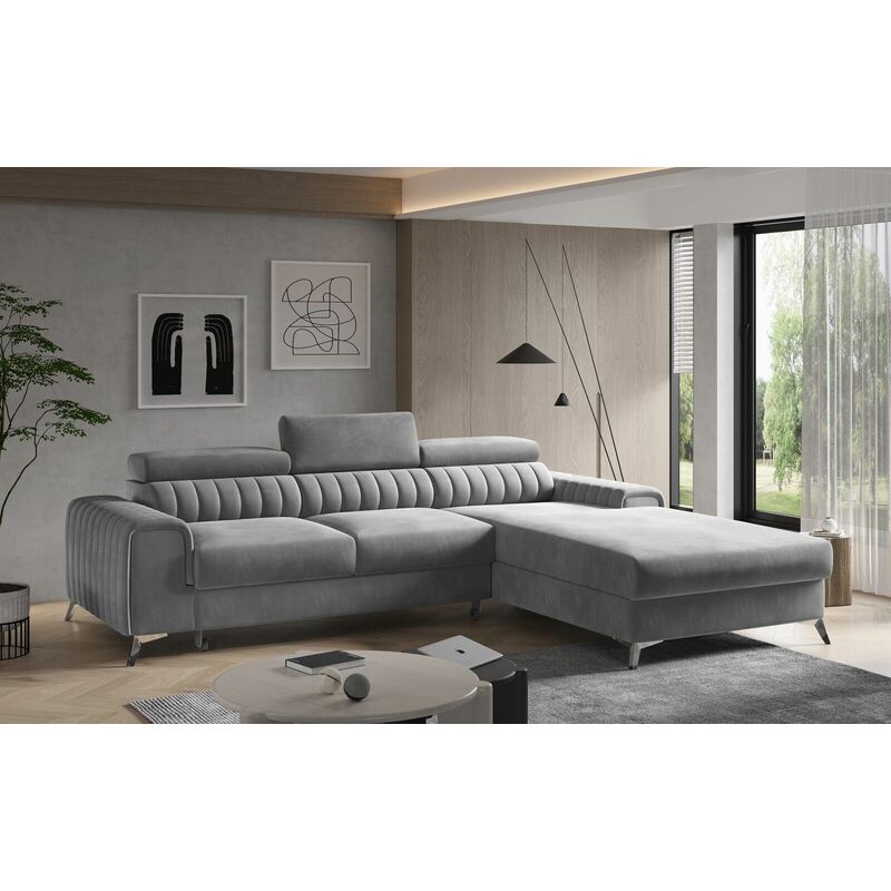 Grayson Right Hand Facing Corner Sofa Bed - Grey