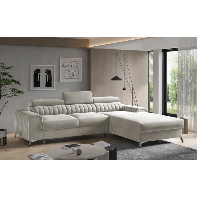 Grayson Right Hand Facing Corner Sofa Bed - Off White