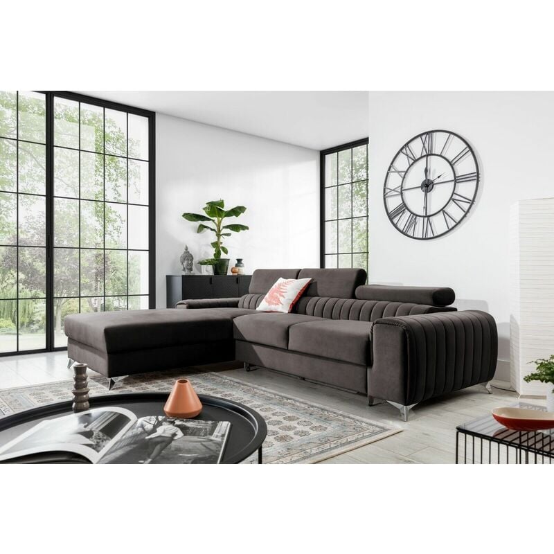 Grayson Left Hand Facing Corner Sofa Bed - Brown/Grey