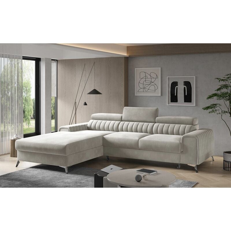 Grayson Left Hand Facing Corner Sofa Bed - Off White