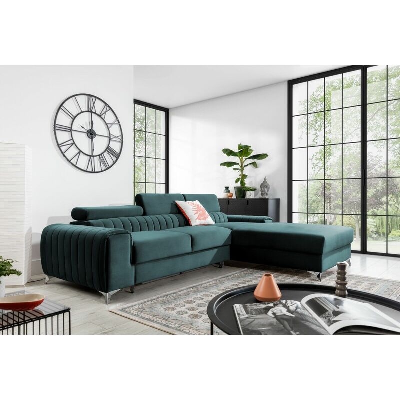 Grayson Right Hand Facing Corner Sofa Bed - Green