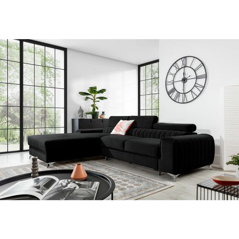 Grayson Left Hand Facing Corner Sofa Bed - Black