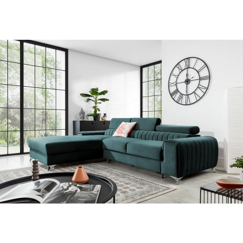 Grayson Left Hand Facing Corner Sofa Bed - Green