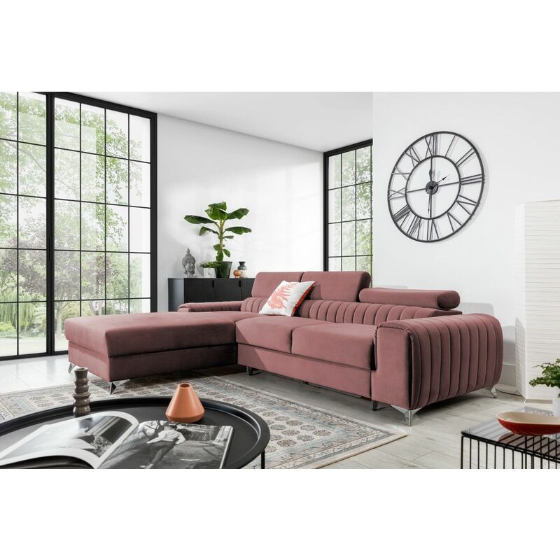 Grayson Left Hand Facing Corner Sofa Bed - Dusty Pink