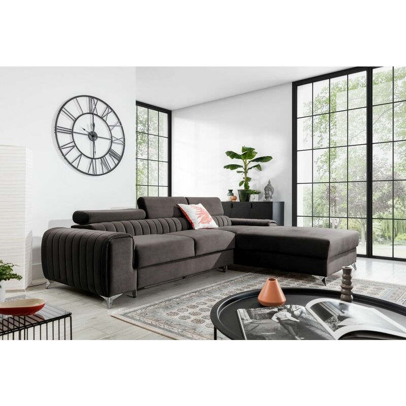 Grayson Right Hand Facing Corner Sofa Bed - Brown/Grey