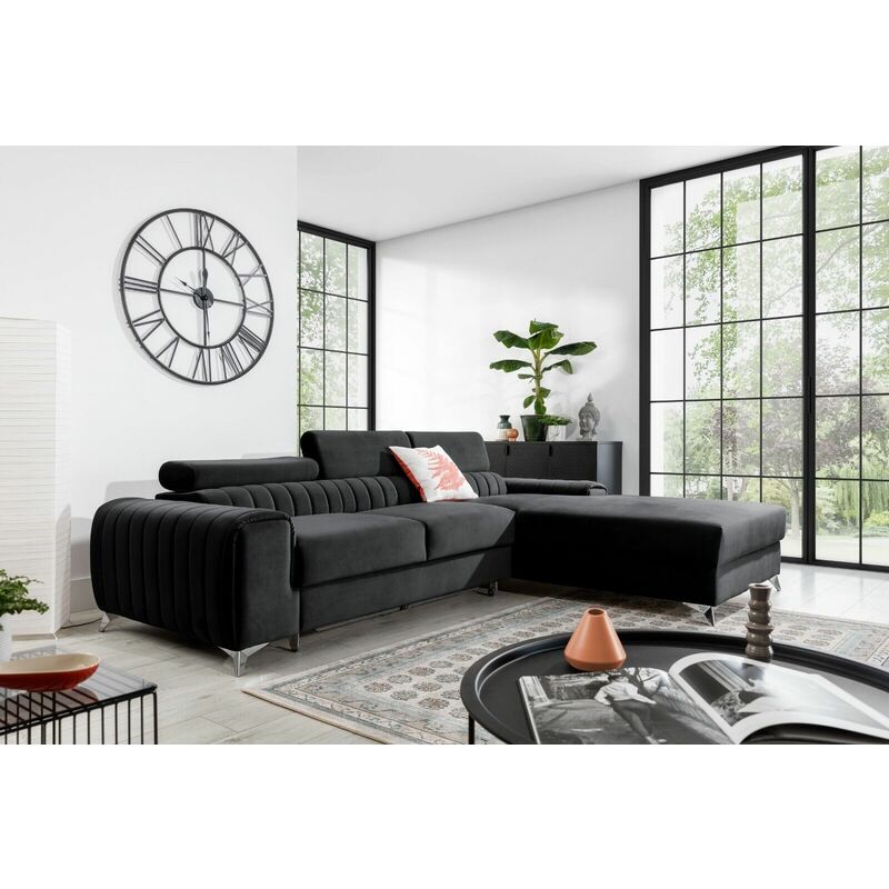 Grayson Right Hand Facing Corner Sofa Bed - Dark Grey