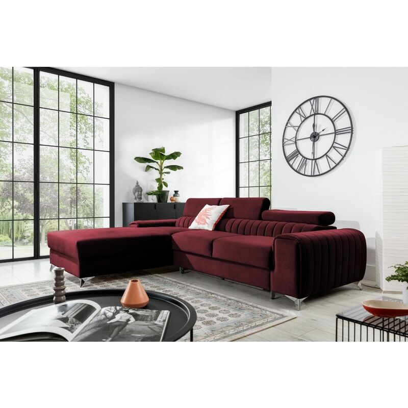 Grayson Left Hand Facing Corner Sofa Bed - Burgundy