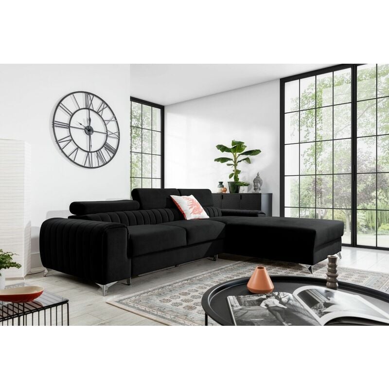 Grayson Right Hand Facing Corner Sofa Bed - Black