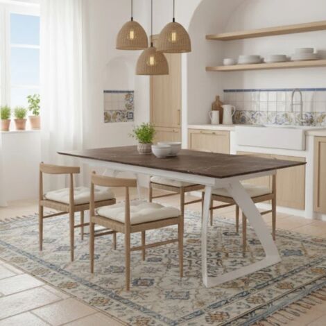 Grayson, Tavolo allungabile con top in HPL su MDF Ruggine (90cm X 170/270cm H. 76cm)  Duzzle