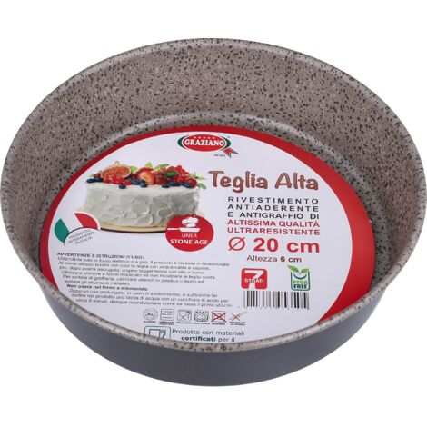 Graziano, Teglia Tonda, Realizzata Interamente in Alluminio e Dotata di 7 Strati di Rivestimento Antiaderente e Antigraffio, Ideale per Realizzare Pan di Spagna e Molto Altro, PFOA Free, ø 20 cm