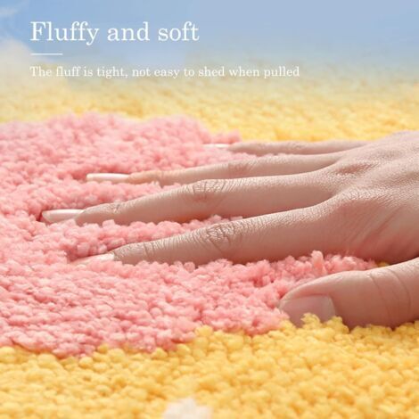 Grazioso, morbido e soffice tappetino da bagno a forma di fiore in microfibra, assorbente, antiscivolo, per WC, vasca da bagno, doccia, bagno, 65 cm x 65 cm, giallo