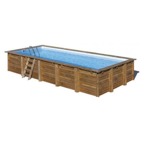 GRE 790207 - piscine rectangulaire en bois SUNBAY Braga 815x420x146cm escalier Ext. Bois Int. Inox filtre à sable 10m 3/h
