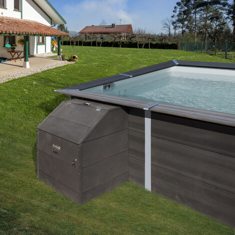GRE – Coffre de filtration piscine composite 0,89 m – Local technique hors-sol – Ouverture par trappe – Résistant aux intempéries