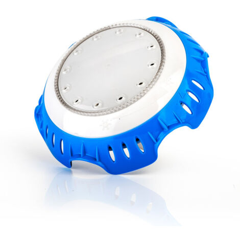 GRE – Projecteur LED pour piscine – Éclairage blanc sur buse de refoulement – Luminosité réglable – Compatible hors-sol – Ø16 cm