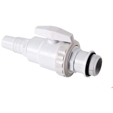 GRE – Vanne d'arrêt 1/4 de tour en plastique blanc Ø32/38 mm – Compatible avec embouts cannelés – Contrôle de flux pour piscine