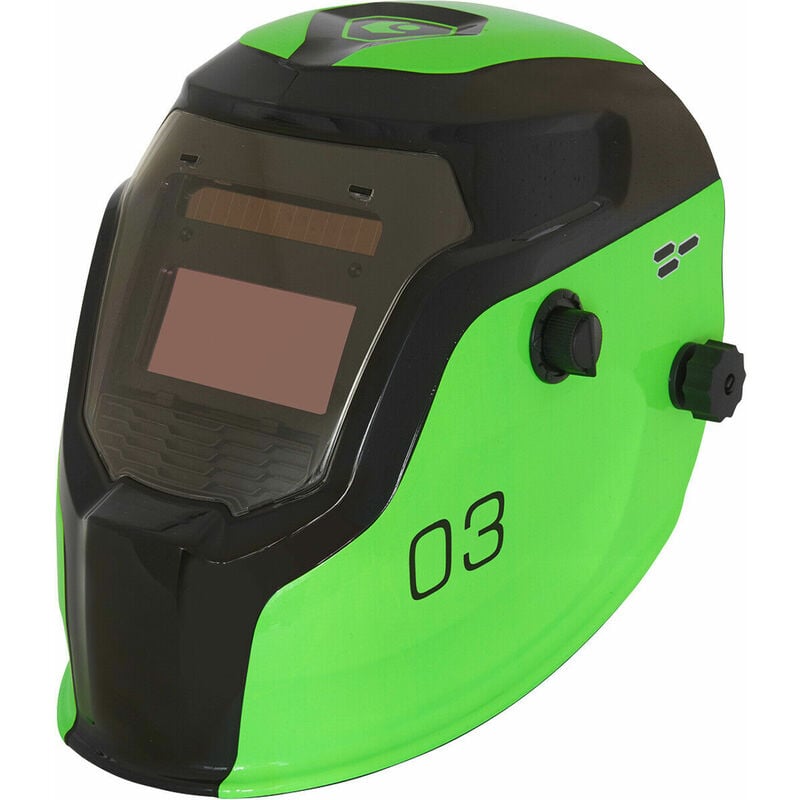 Loops - Green Auto Darkening Welding Helmet - Shade Variable Control - Grinding Function