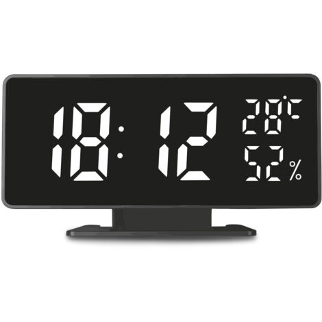 GREEN BLUE GB395 HORLOGE AVEC ALARME ET THERMOMÈTRE HYGROMÈTRE NOIR