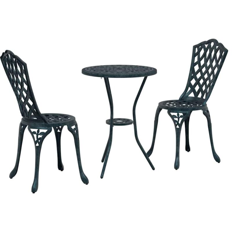 Garden Bistro Set 3 Pcs Green Aluminium Vidaxl
