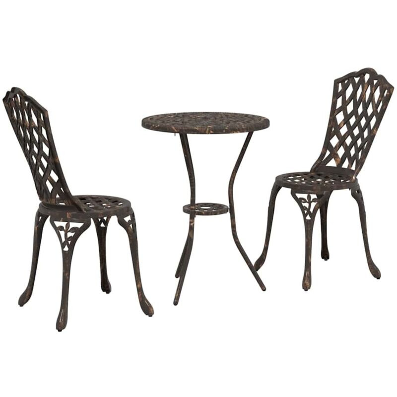 Garden Bistro Set 3 Pcs Bronze Aluminium Vidaxl