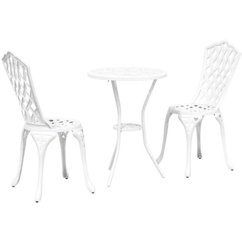 Garden Bistro Set 3 Pcs White Aluminium Vidaxl