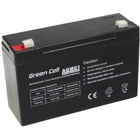 Green Cell AGM01 Bleiakku 6 V 12 Ah Blei-Vlies (AGM) (B x H x T) 151 x 94 x 50 mm Flachstecker 4.8