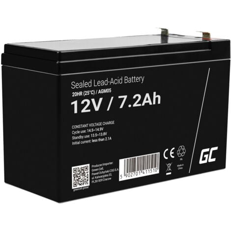 Green Cell AGM05 Bleiakku 12 V 7.2 Ah Blei-Gel (B x H x T) 151 x 95 x 65 mm Flachstecker 6.35 mm Zy