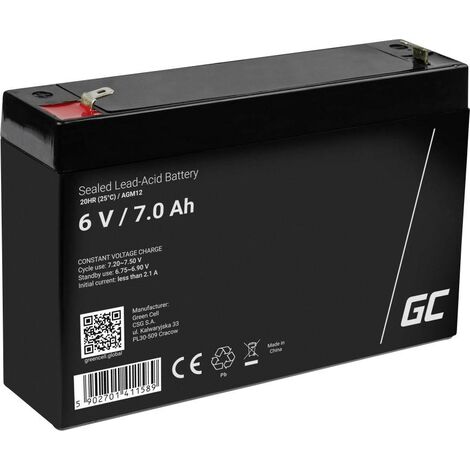 Green Cell AGM12 Batterie au plomb 6 V 7 Ah plomb-gel (l x H x P) 151 x 100 x 35 mm cosses plates 4,8 mm résistant aux cycles de charge, sans entreti W492802