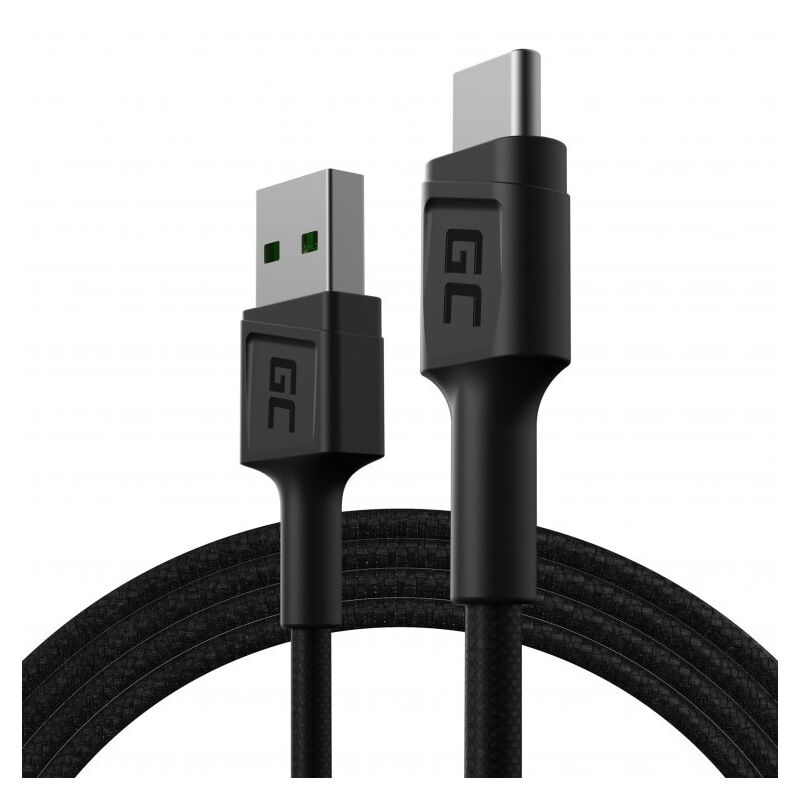 Green Cell Câble USB-A - USB-C Typ-C 1.2m Chargeur Cable noir compatible pour Samsung Galaxy S23 S22 S21 S20 Ultra S10 S9 S8+ Note 20 10 9 8