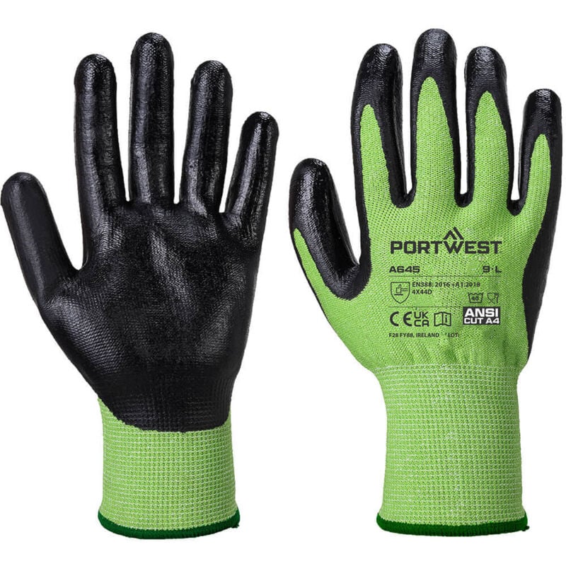 Guanti GreenCut schiuma nitrile taglio D Verde/Nero 2XL - Taglia 11
