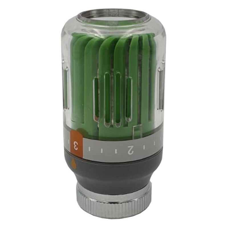 Goshe - Green/Grey Radiator Thermostatic Valve Head M30x1,5 Crystal Colour 8-30C Temperature