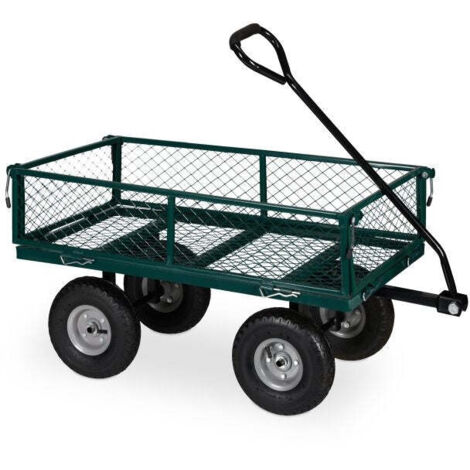 Green heavy duty cart with folding sides