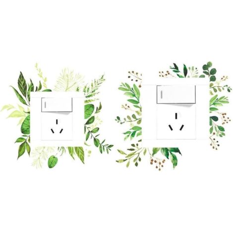 Green Leaf Switch Sticker 2Pcs Removable Plant Light Switch Decor Decals DIY Wall Art Stickers