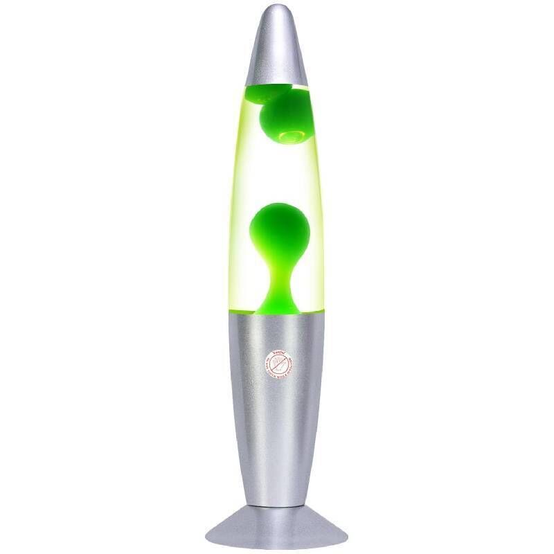 Lampe à lumière à mouvement liquide vert avec base et capuchon argentés, lampe Magma pour adultes et enfants, cadeau idéal, veilleuse d'ambiance