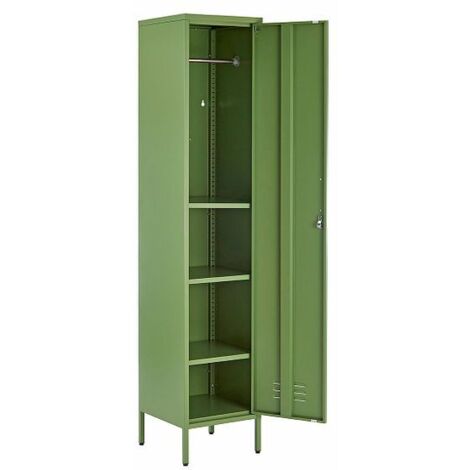 Green Metal Locker Storage Cabinet Cupboard Retro Vintage Narrow 4 Tier 180