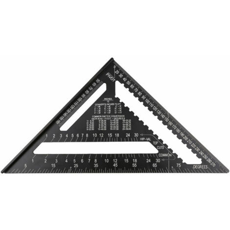 Green Mobility-12 Pouces En Alliage D'Aluminium Rafter Carre Metrique Triangle Regle Double Echelle Triangle Protractor Mise En Page Gauge Haute Precision Facile A Lire La Mise En Page Outil Du Bois, 