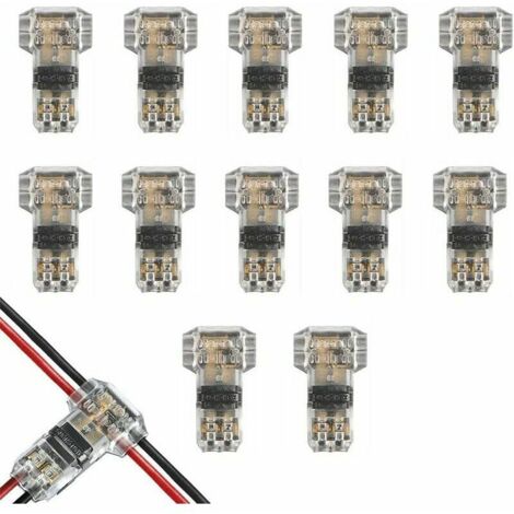 Green Mobility-12Pcs Connecteurs de Cable en T, 12V Etanches Connecteur de Fil Electrique à 2 Broches Connecteur Basse Tension pour Connexion Electrique Temporaire / Audio / Vidéo / Eclairage