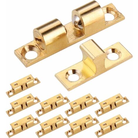 Green Mobility-12Pcs Loquet de Porte à Rouleaux Doubles, Verrou Loquet de Porte de Placard en Laiton Robuste, pour Loquet de Placard, Portes Intérieures, Armoire à Chaussures, Capacité de Charge Elevé