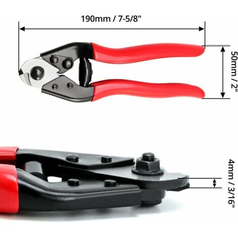 Green Mobility-190mm Coupe-câble en acier inoxydable pour couper des fils d'acier jusqu'à 4mm, pour câble, câble en acier, câble métallique, ressort