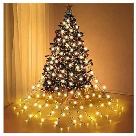 Green Mobility-2 m 8 lignes de lumières de sapin de Noël avec anneau, 280 LED scintillantes pour arbre de Noël de 6 à 8 pieds, 8 modes et fonction de mémoire LED guirlandes lumineuses pour la décorat