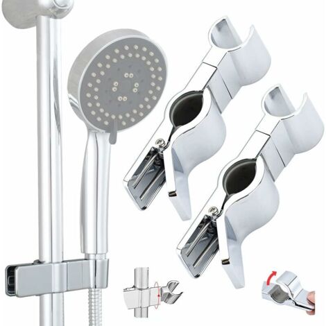 Green Mobility-2 Pcs Argent Support Fixation Pommeau de Douchette Sans Percage, 22-25MM à Diamètre Réglable, Porte Douchette, Accroche Attache Pommeau de Douche, Clamp Douchette Chromé