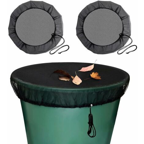 Green Mobility-2 Pcs Filet pour Citerne de Pluie Ø 95 Cm, Filet de Protection pour Tonneau de Pluie avec Cordon de Serrage, Filet de Protection Réglable, Protection Contre Les Moustiques et Les Feuill