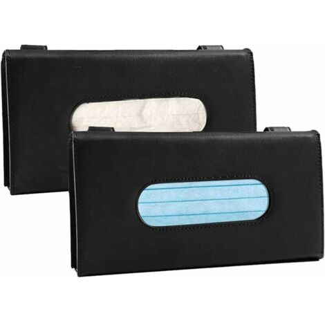 Green Mobility-2 Pcs Porte Mouchoirs de Voiture Boîte de Mouchoirs pour Pare Soleil de Voiture Boîte à Mouchoir en Cuir Voiture Porte Masque de Visière Étui de Rangement en Papier de Soie pour Visière