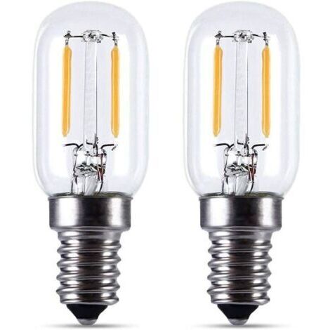 Green Mobility-2pcs Ampoule LED E14- Ampoule réfrigérateur LED2W, T22, 200LM, équivalent à une lampe à incandescence 15W, blanc chaud 2700K, 230V, réfrigérateur / lampe au sel / avec petite LED E14, [